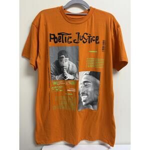 Poetic Justic Tupac Graphic T-Shirt Chemistry SIze L Orange 90s Tee READ